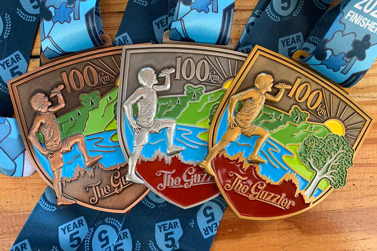 The Guzzler Ultra, 100km Medals